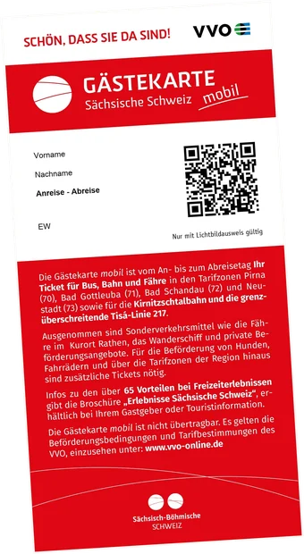 Die rote Gästekarte Sächsische Schweiz mobil mit QR-Code