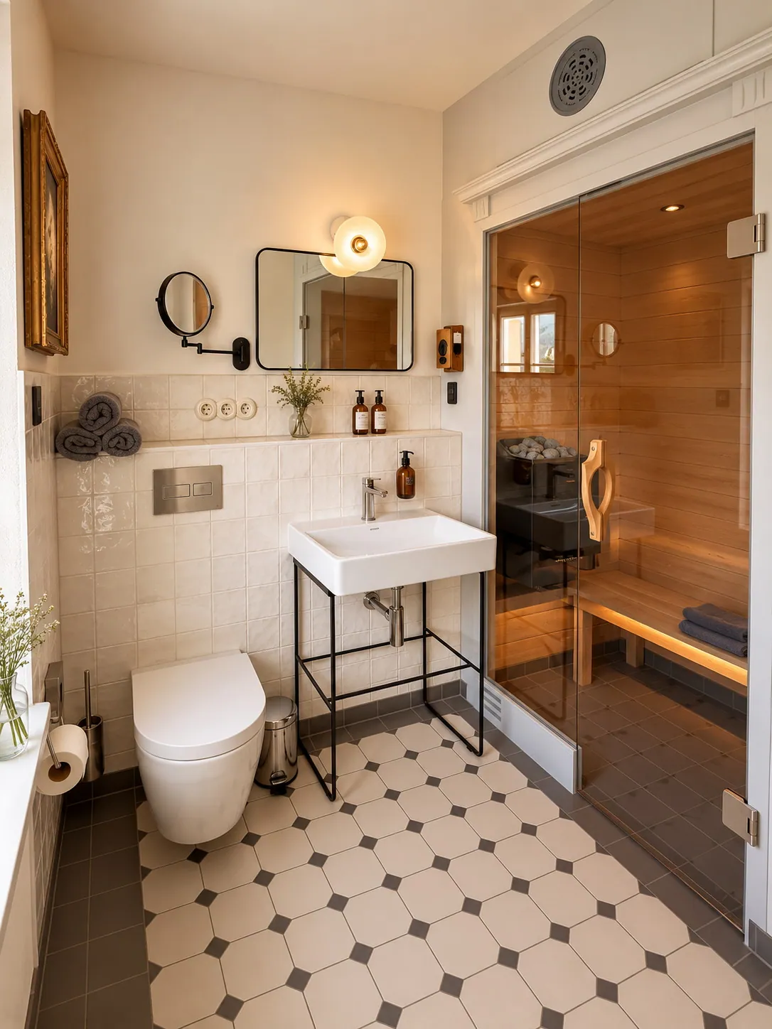 Bad mit Sauna in der Beletage
